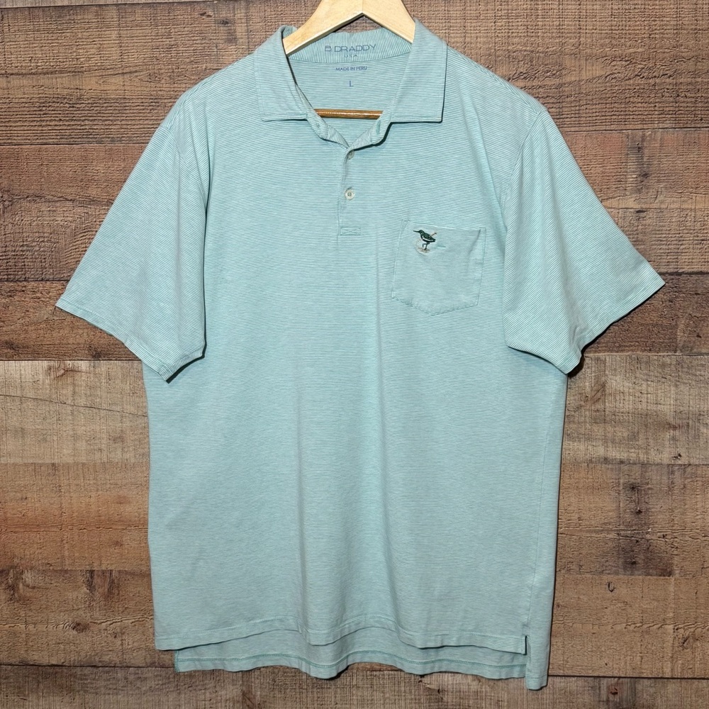 B. Draddy Vin Golf Polo Mint Green Stripe size Large *Club Embroidered*